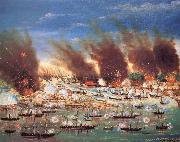 unknow artist Farragut-s Fleet Passing Fort Jackson and Fort St.Philip,Louisiana oil